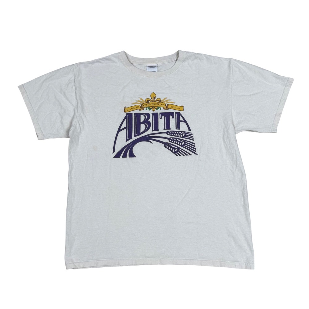 Anvil Abita Brewing Co T-Shirt Large Louisiana Craft Beer Graphic White Tee